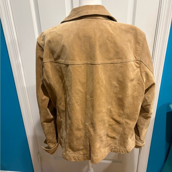 Coldwater Creek suede leather jacket shacket beige sz L XL - Picture 3 of 7